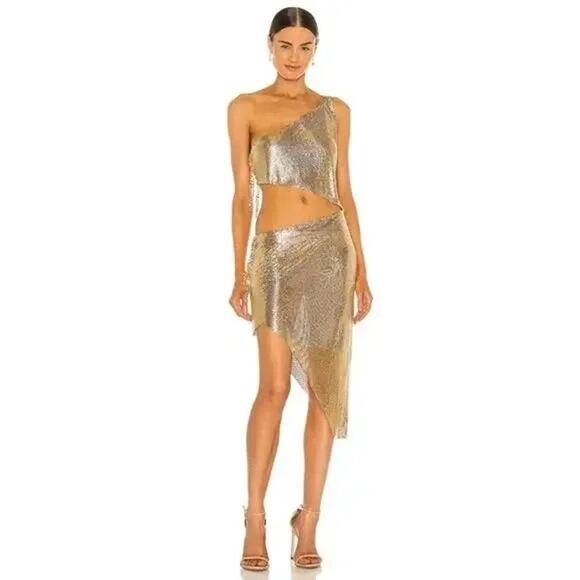 Bronx and Banco Xenia One Shoulder Dress in Gold XS - Picture 1 of 11